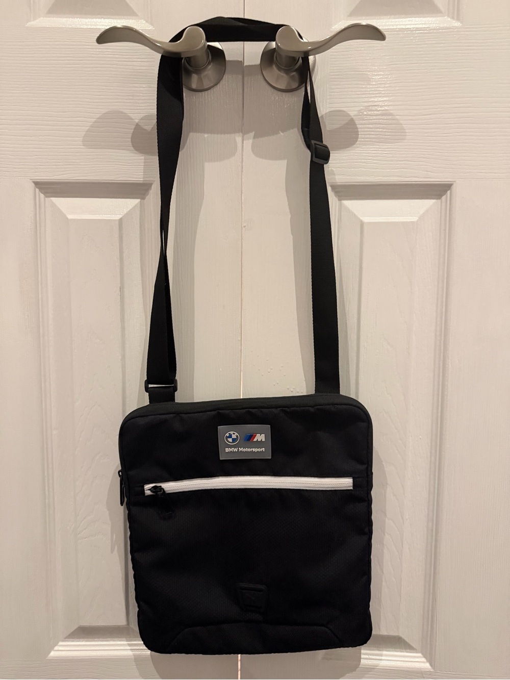 PUMA BMW Motorsport Small Black Crossbody Bag Zip Closure Adjustable Strap